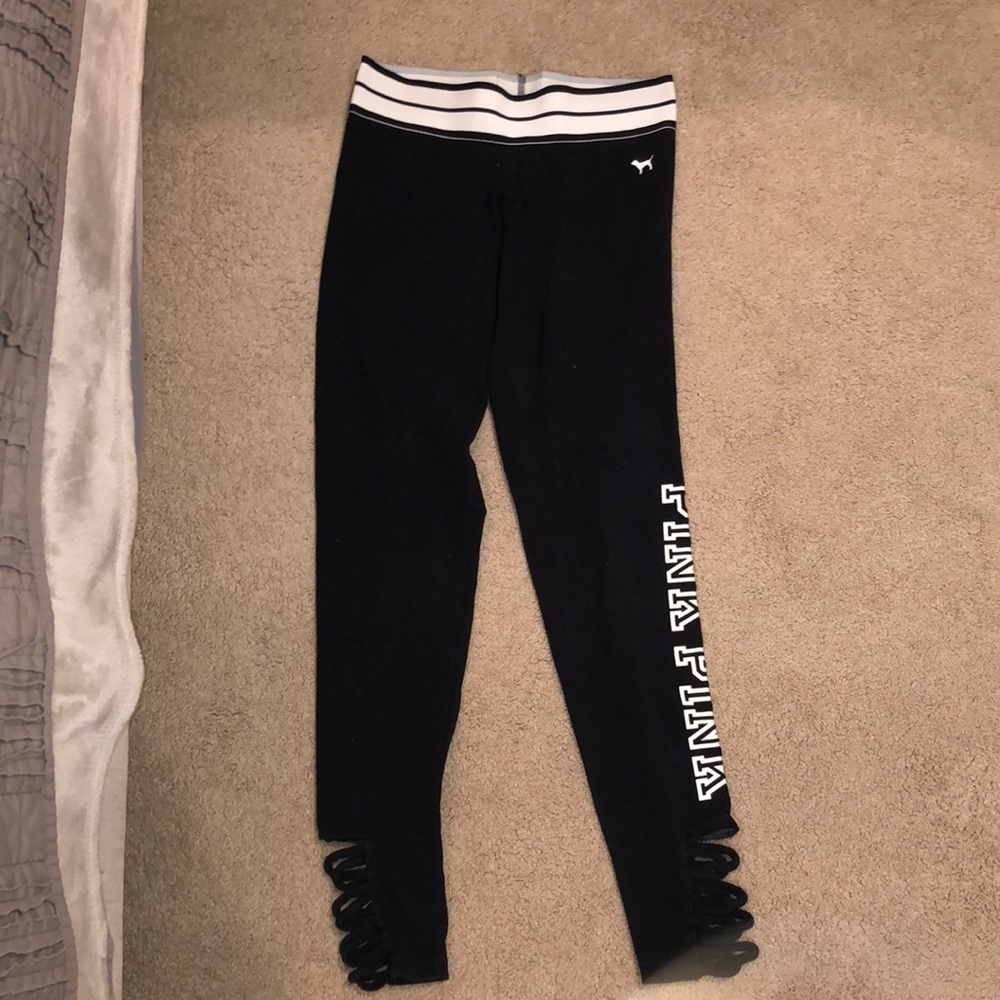 Pink Victoria’s Secret black leggings